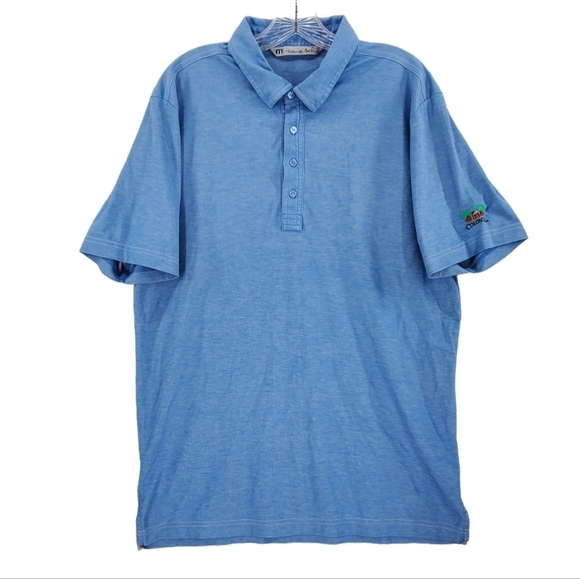 Travis Mathew Shirt Mens L Blue Polo Golf Colonial CC Logo Pima Cotton Blend - Picture 5 of 14